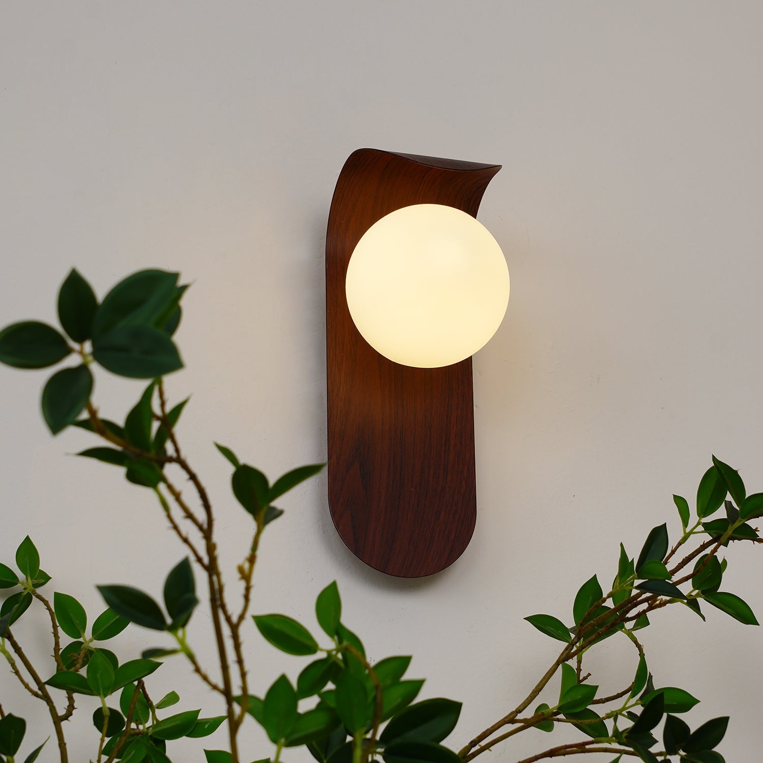 AuraWood Light – Retro trä-akrylglas LED vägglampa