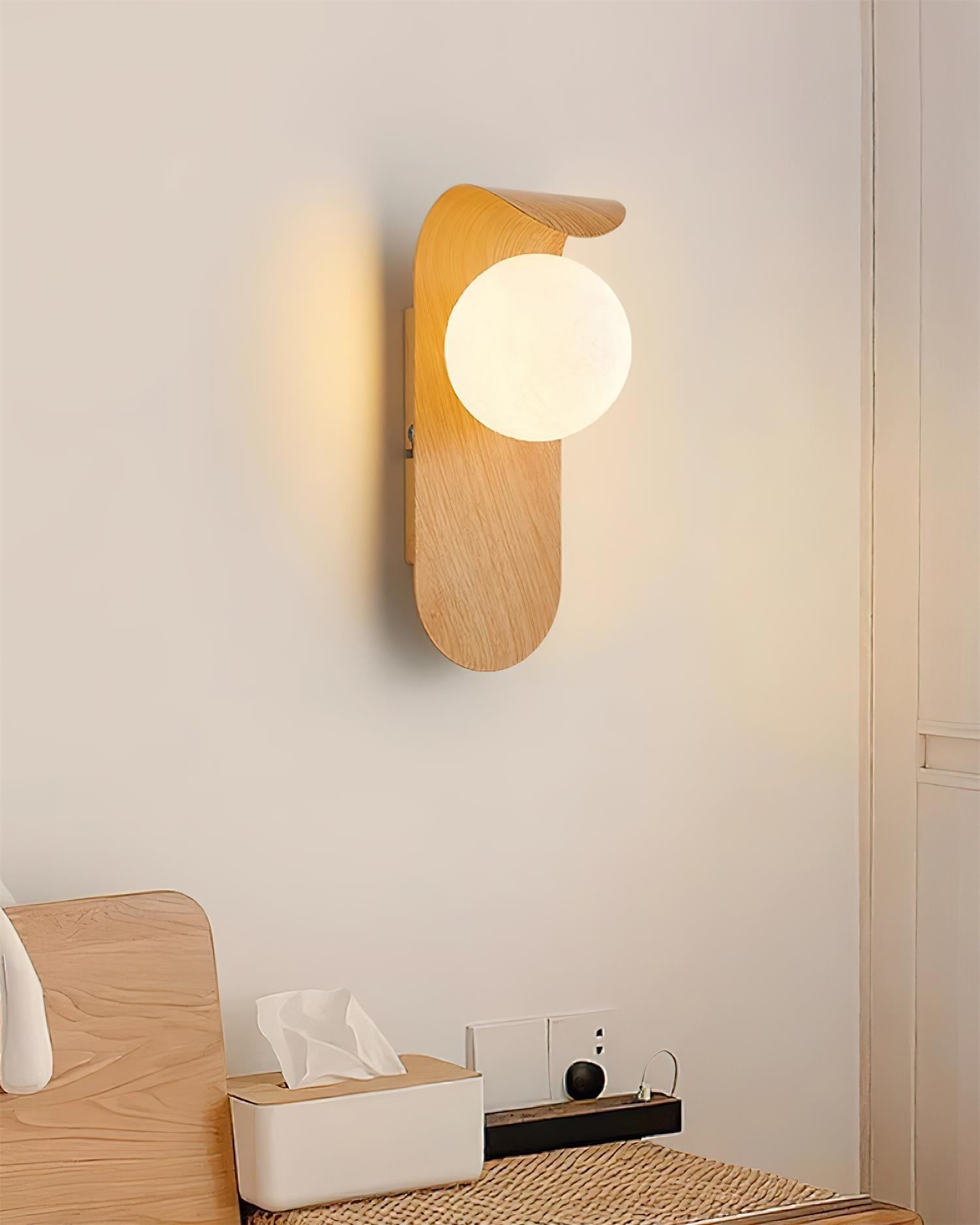 AuraWood Light – Retro trä-akrylglas LED vägglampa