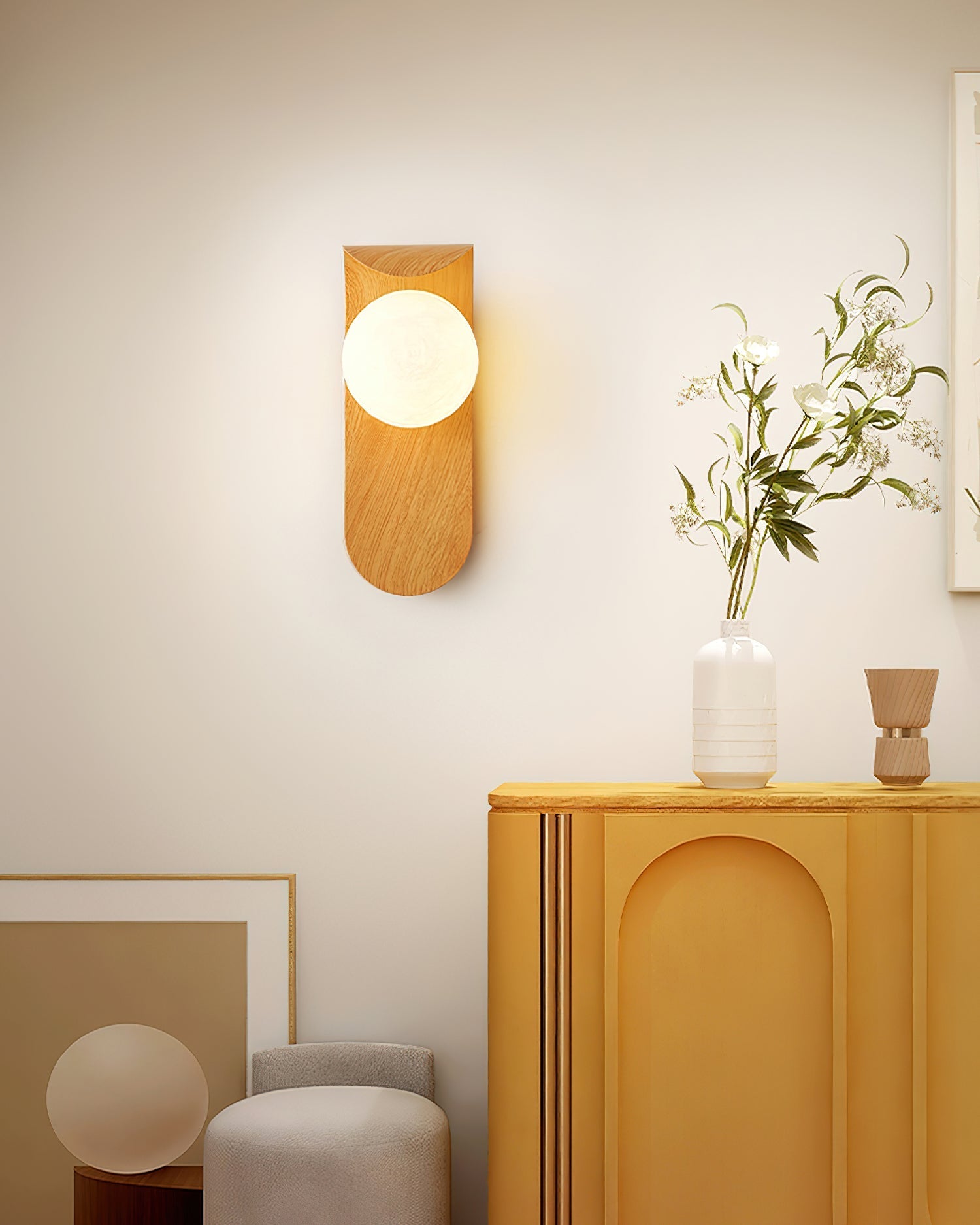 AuraWood Light – Retro trä-akrylglas LED vägglampa