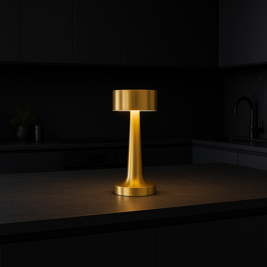 Ambient Halo Bordslampa | Trådlös Touchkontroll | USB-C Uppladdningsbar | 16h Drifttid | Metallfinish
