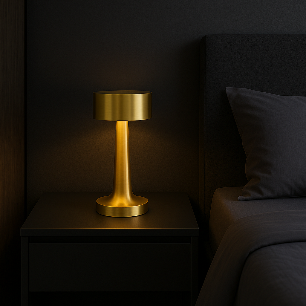 Ambient Halo Bordslampa | Trådlös Touchkontroll | USB-C Uppladdningsbar | 16h Drifttid | Metallfinish
