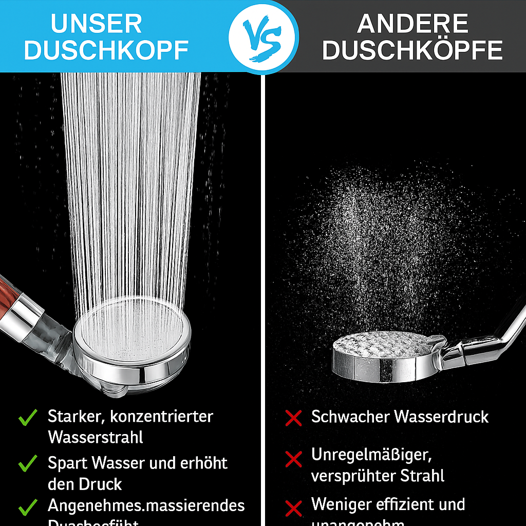 Högtrycks-duschhuvud med 3 funktioner &amp; anjonfilter – vattensparande &amp; uppfriskande som ett spa