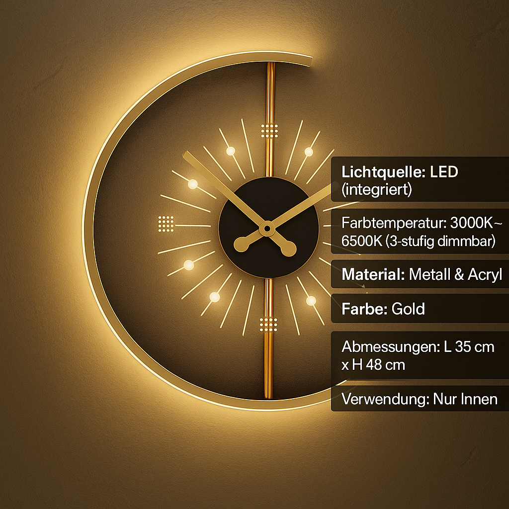 Lumano | Modern LED-vägglampa i klockdesign med dimmerfunktion