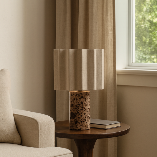 Marmorbordslampa | Sladdlös och uppladdningsbar | Sänglampa | Spansk Morola Marmor | Beröringsdimming | Tegel för tegel