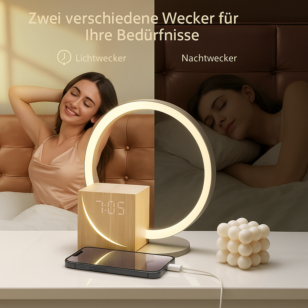 DayZen WakeLight | Soluppgångsveckarklocka med LED-ljussimulator &amp; naturljud