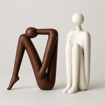 Skulpturala Bokstöd | Modern Hylldekoration | Icke-glidande Bas | 5,9&quot; Harpiks