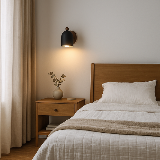 Retro Vägglampa | Massivt Trä & Järnlampa | Varm Vintage Stil | 7.5in | Brick by Brick