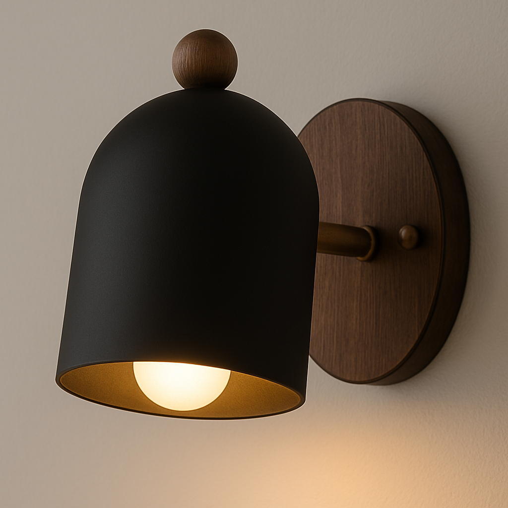 Retro Vägglampa | Massivt Trä & Järnlampa | Varm Vintage Stil | 7.5in | Brick by Brick