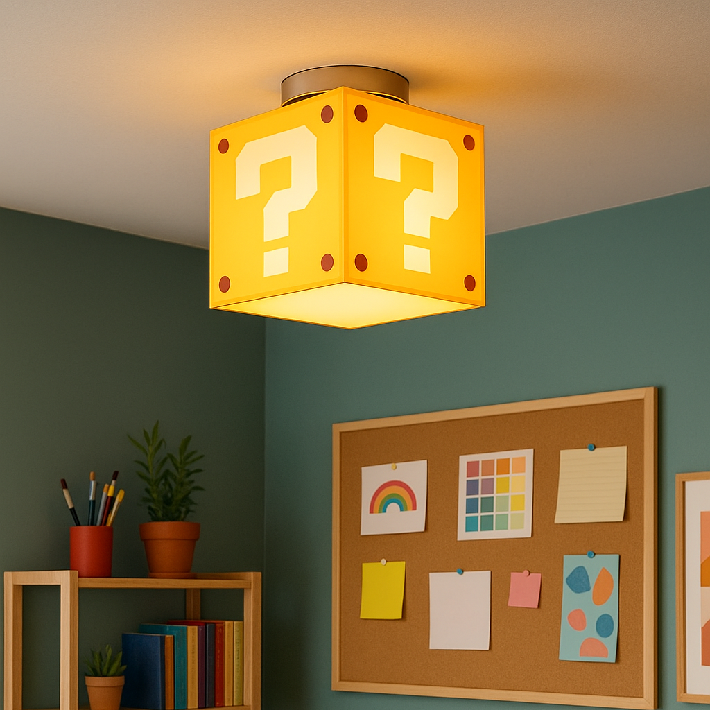 Retro Pixel Taklampa | Frågeblockstil | E27-fattning | 3 ljuslägen