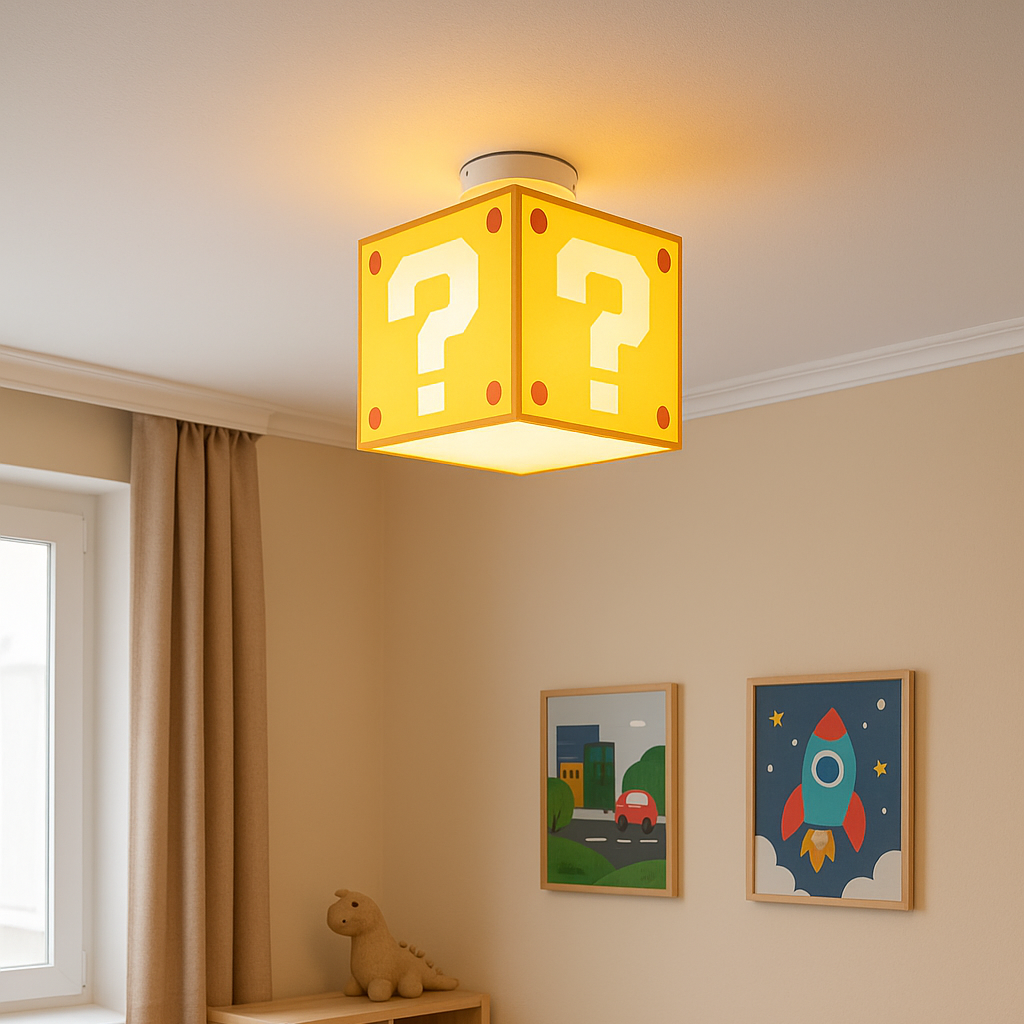 Retro Pixel Taklampa | Frågeblockstil | E27-fattning | 3 ljuslägen