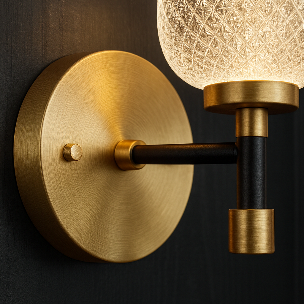 Kristallakrylvägglampa | Elegant väggsconse i mässing | Enkelt ljus | 9.84×6.69 tum | Brick by Brick