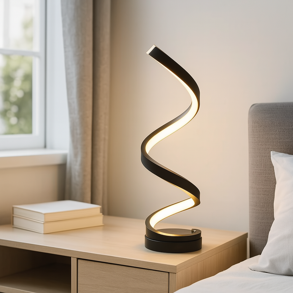 Modern Spiral Table Lamp | Dimmbar LED | 15.7&quot; Hög | Energivrande Skulptural Ljus