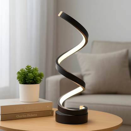 Modern Spiral Table Lamp | Dimmbar LED | 15.7&quot; Hög | Energivrande Skulptural Ljus