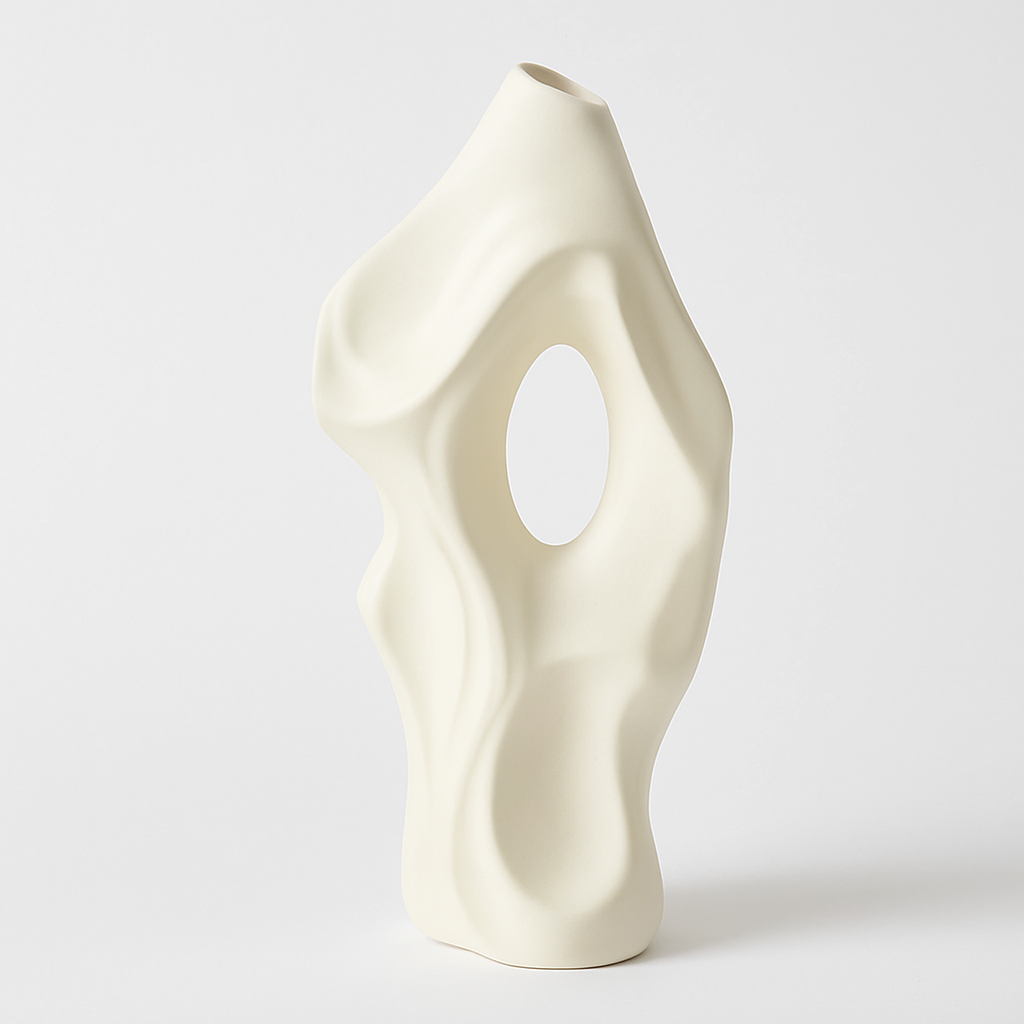 Modern skulptural keramikvas | Abstrakt hylla eller bordsdekoration | Svart eller vit finish