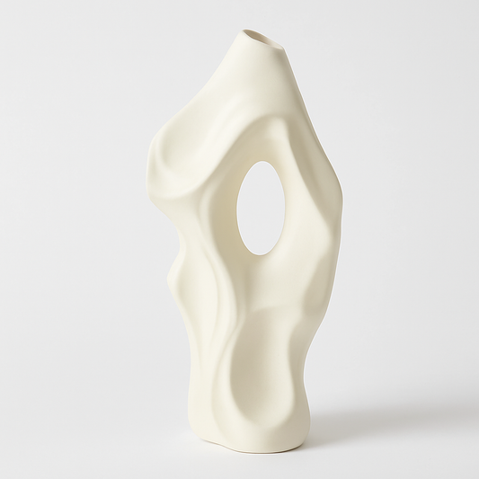 Modern skulptural keramikvas | Abstrakt hylla eller bordsdekoration | Svart eller vit finish