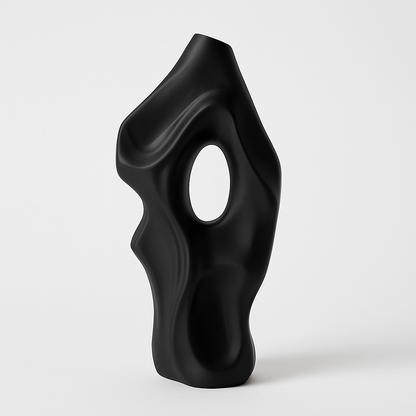 Modern skulptural keramikvas | Abstrakt hylla eller bordsdekoration | Svart eller vit finish
