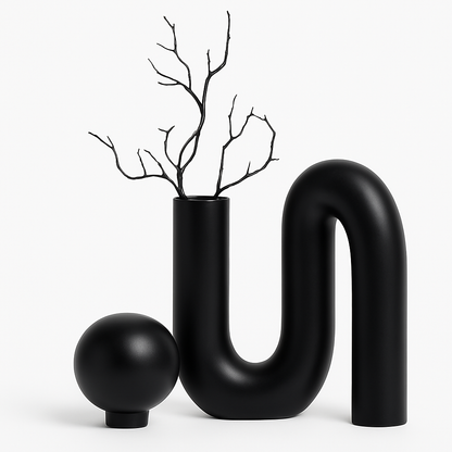 Skulptural Keramikkruka | 12&quot; Modern Dekor Accent | Monokrom Finish