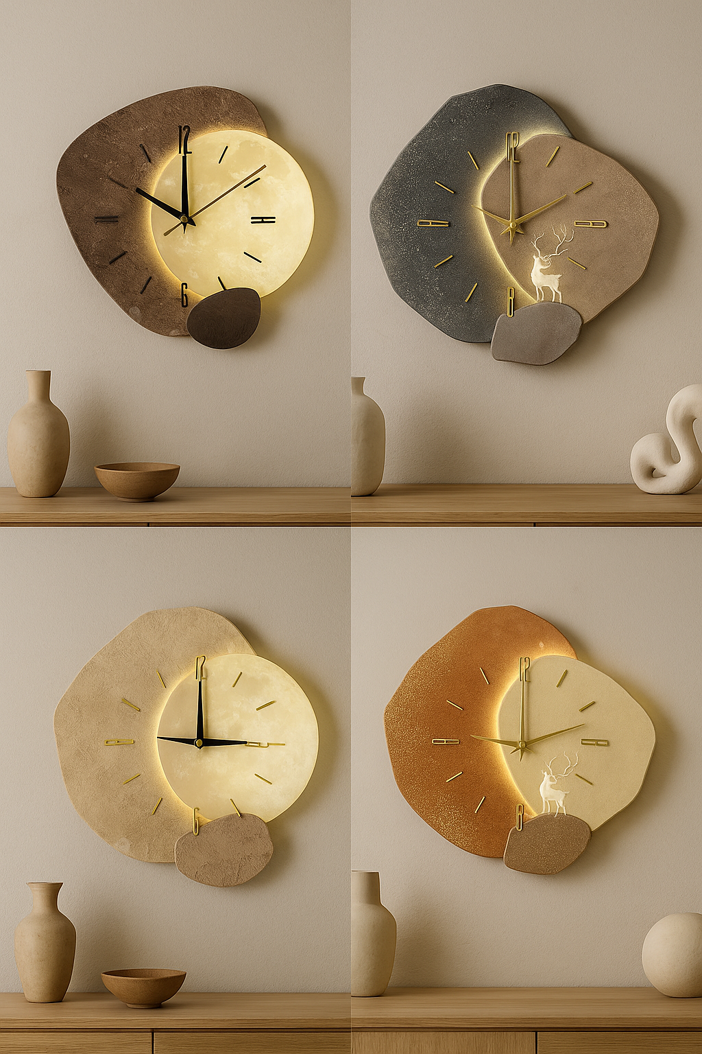 Modern tyst kvarts väggklocka | 11,8 tum med mjukt bakgrundsbelysning MDF | Brick by Brick