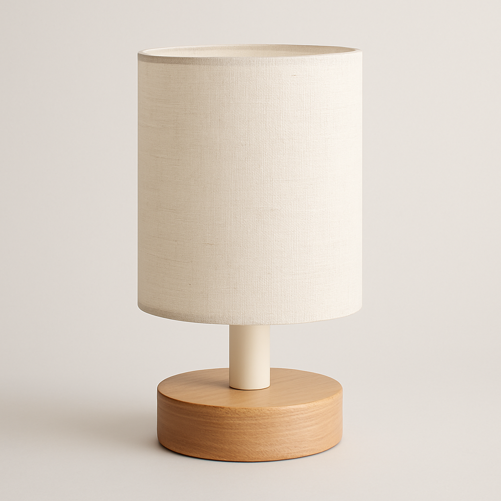 Trådlampa | USB-uppladdningsbar | Linne-skärm med träbas | 10,6&quot; Bärbar miljöbelysning