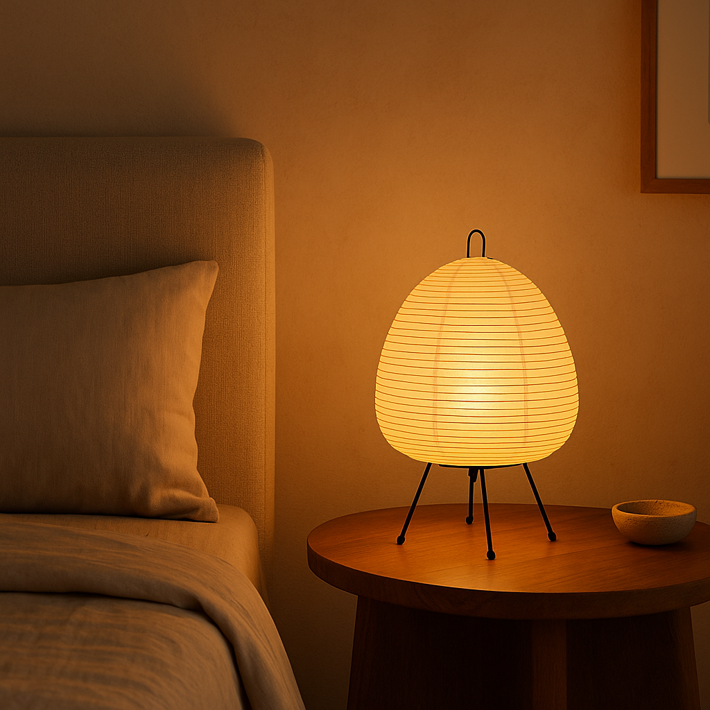 Rispapper Bordslampa | Wabi-Sabi Japansk Stil | Mjuk Ambient