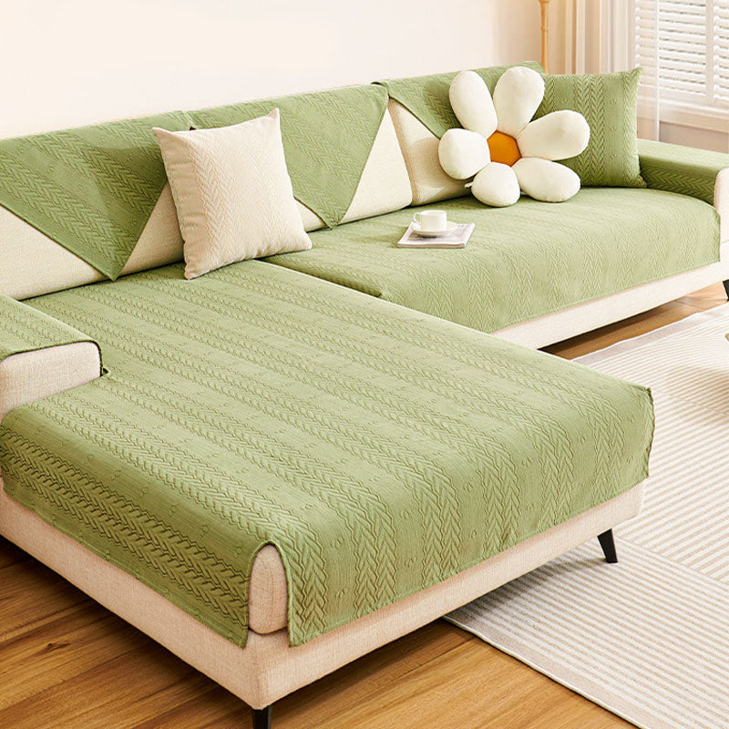 Chenille Veteörontryckt Andningsbar Halkfri Sofföverdrag