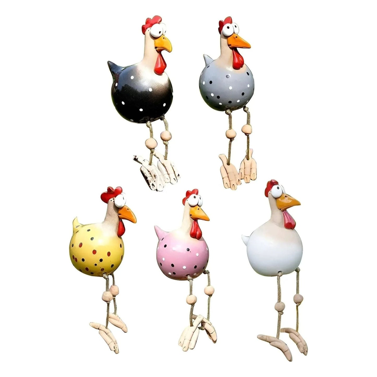 ChickChirp Skulpturer - Keramiska Hönsfigurer Trädgårdsdekoration