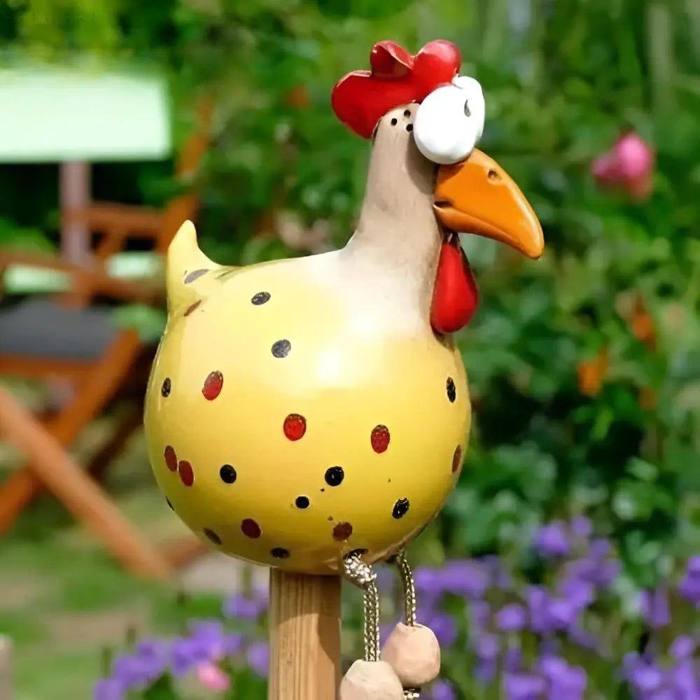 ChickChirp Skulpturer - Keramiska Hönsfigurer Trädgårdsdekoration
