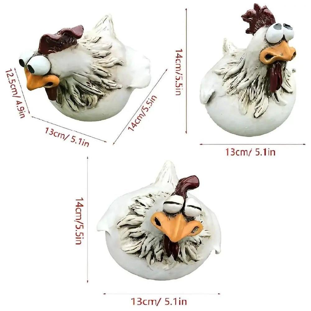 ChickChuckle Skulpturer - Keramiska hönsfigurer för trädgård och staket