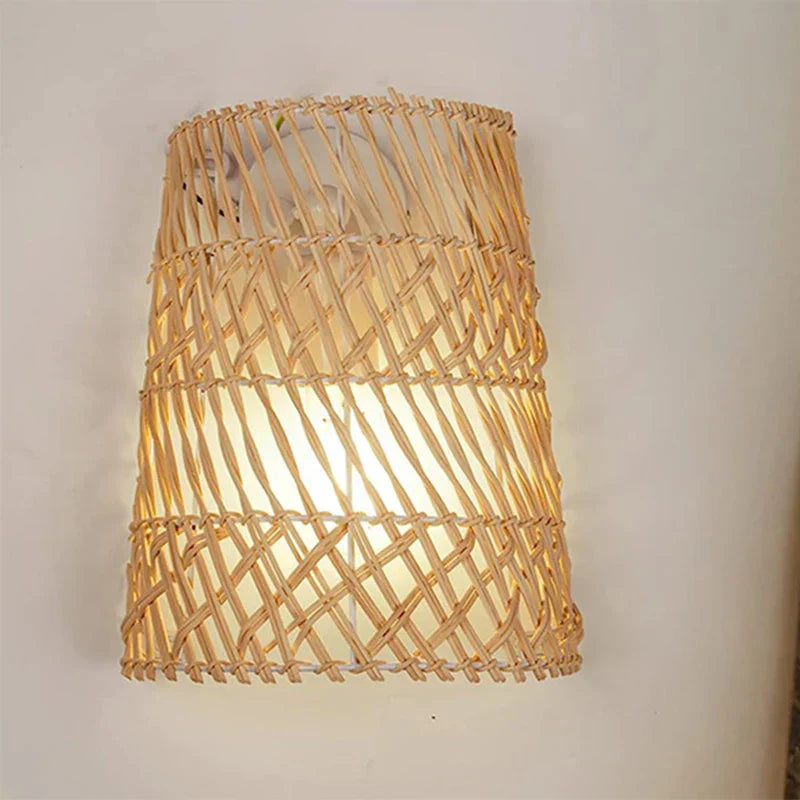 RattanGlow - Boho Vägglampa av Handgjord Rotang – Stämningsfull Belysning