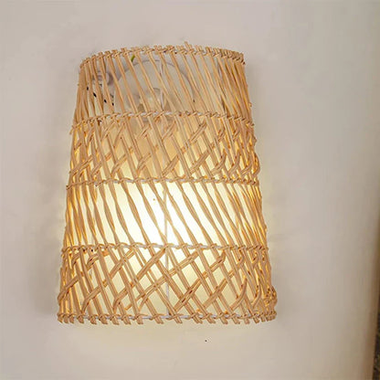RattanGlow - Boho Vägglampa av Handgjord Rotang – Stämningsfull Belysning