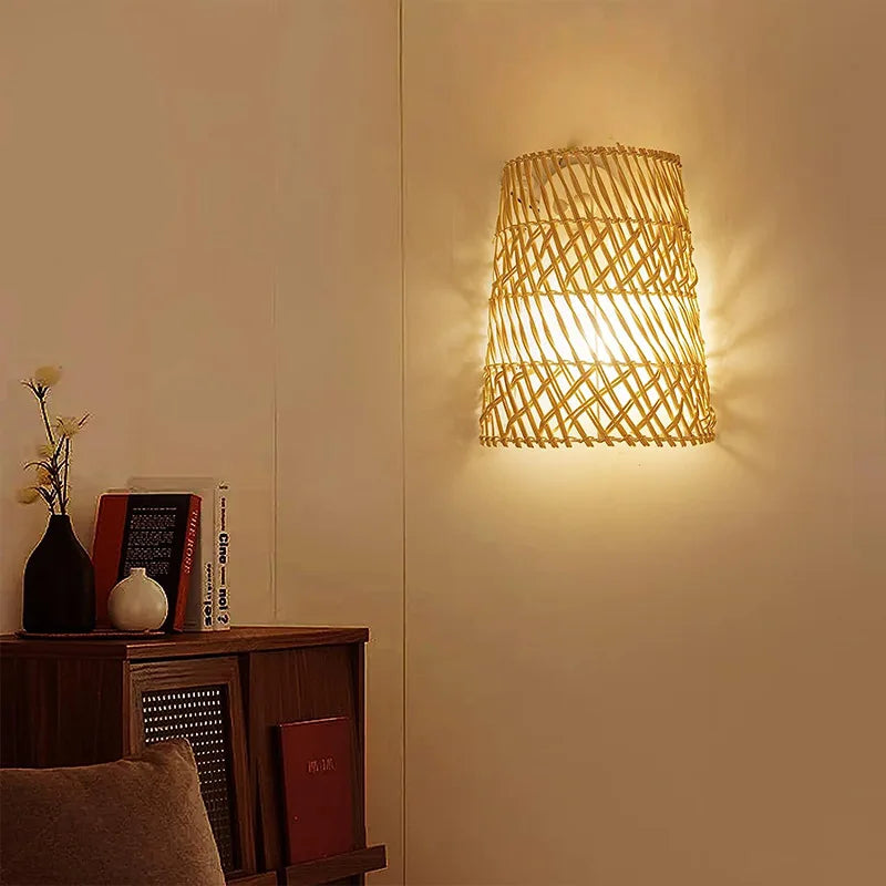 RattanGlow - Boho Vägglampa av Handgjord Rotang – Stämningsfull Belysning