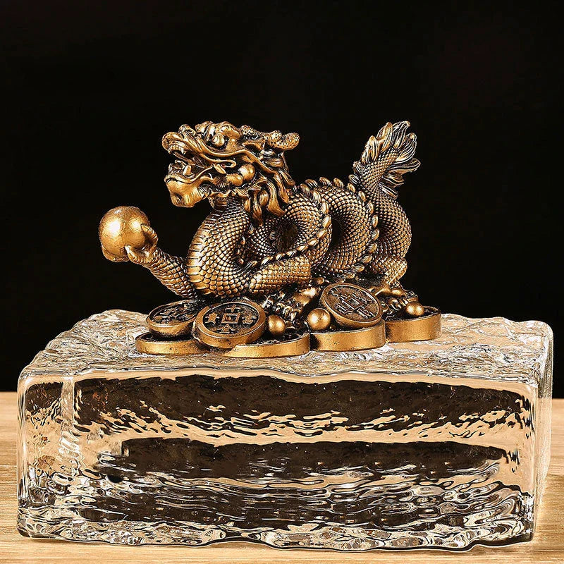 Lyckobringande Pengadrake Statuett i Resin Feng Shui Skulptur för Hem