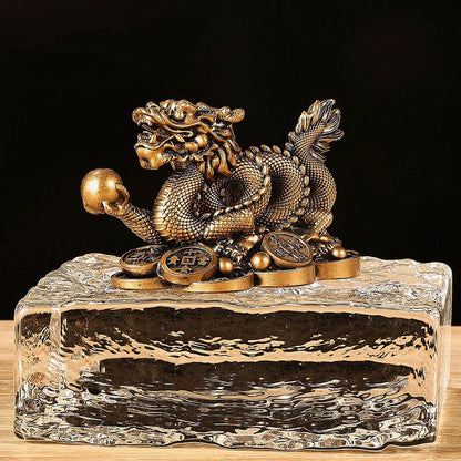 Lyckobringande Pengadrake Statuett i Resin Feng Shui Skulptur för Hem