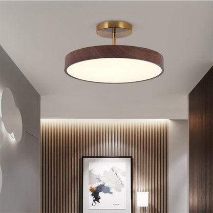 Semi-Flush Trä LED Taklampa – Modern Stil