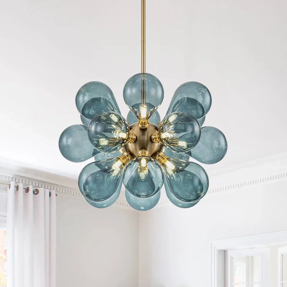 Aurevia | Blå glasblåst pendellampa i klusterdesign