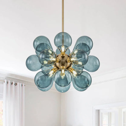 Aurevia | Blå glasblåst pendellampa i klusterdesign