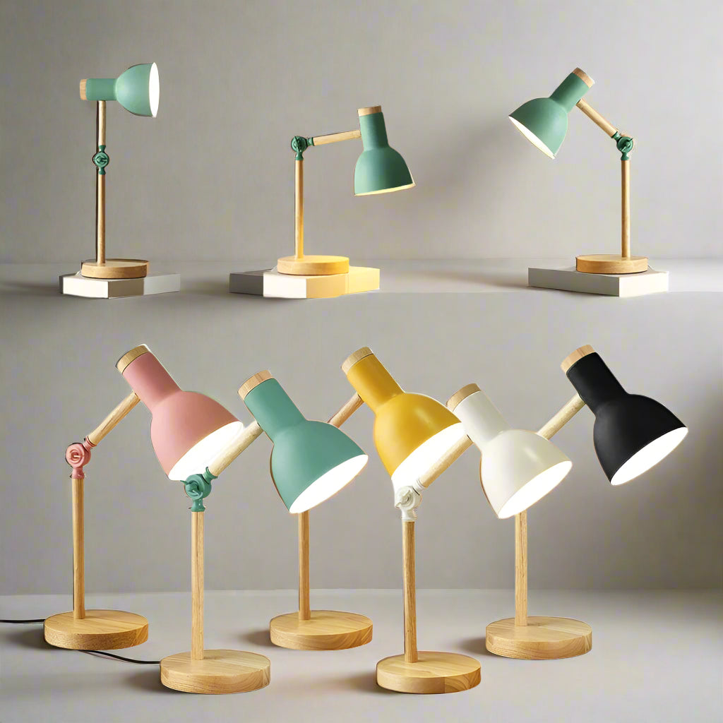 Royallure Wood Nordisk Skrivbordslampa - Justerbar, Minimalistisk Design, E26/E27 Sockel