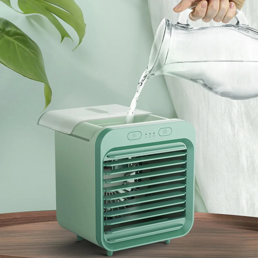 Carvallo Mini Luftkylare 3-i-1 | Kylning, Luftfuktning &amp; Fläkt | USB &amp; Bärbar | 200 ml Vattentank | Vit eller Grön
