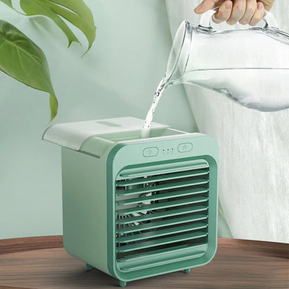 Carvallo Mini Luftkylare 3-i-1 | Kylning, Luftfuktning &amp; Fläkt | USB &amp; Bärbar | 200 ml Vattentank | Vit eller Grön