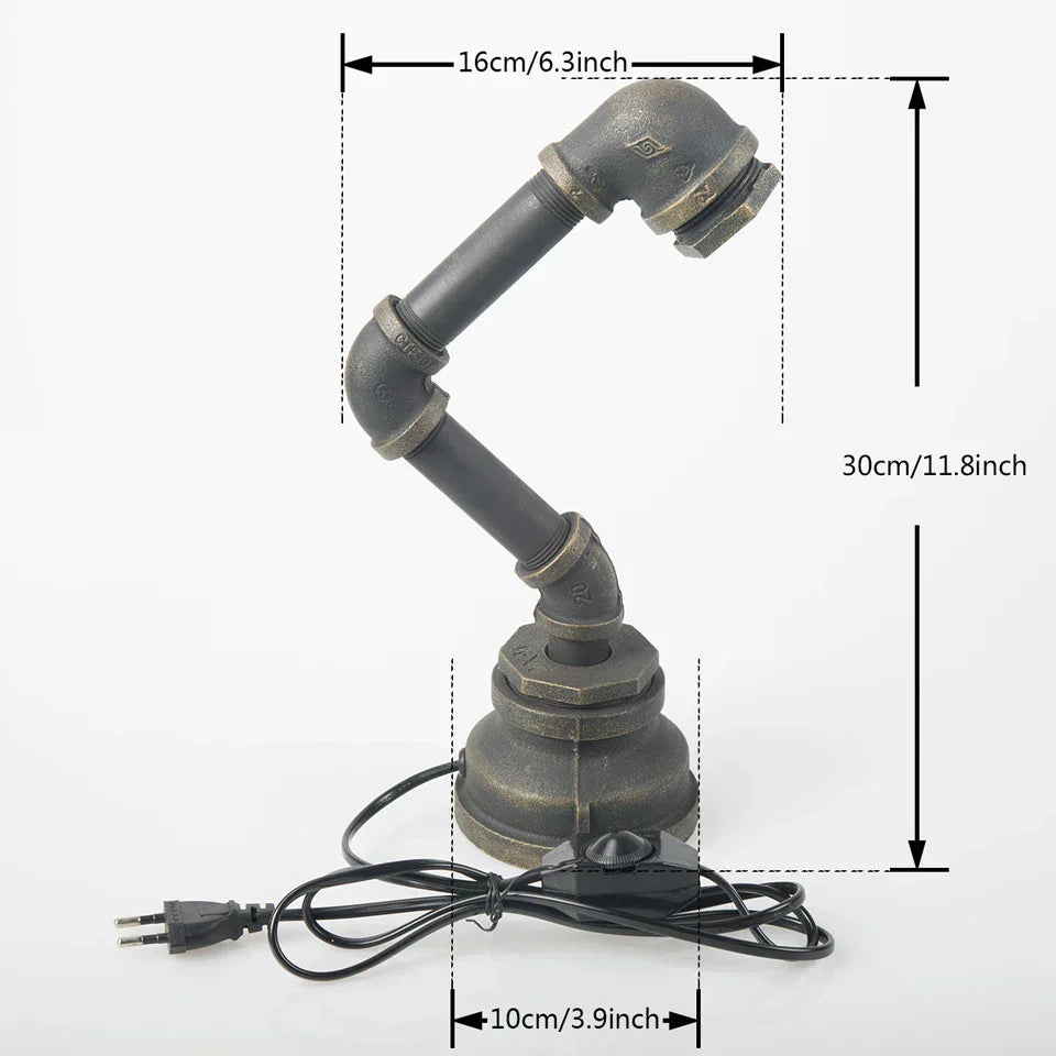 LumiIron – Industriell Retro Bordslampa i Järn, Kreativ Loftlampa i Vintage Stil
