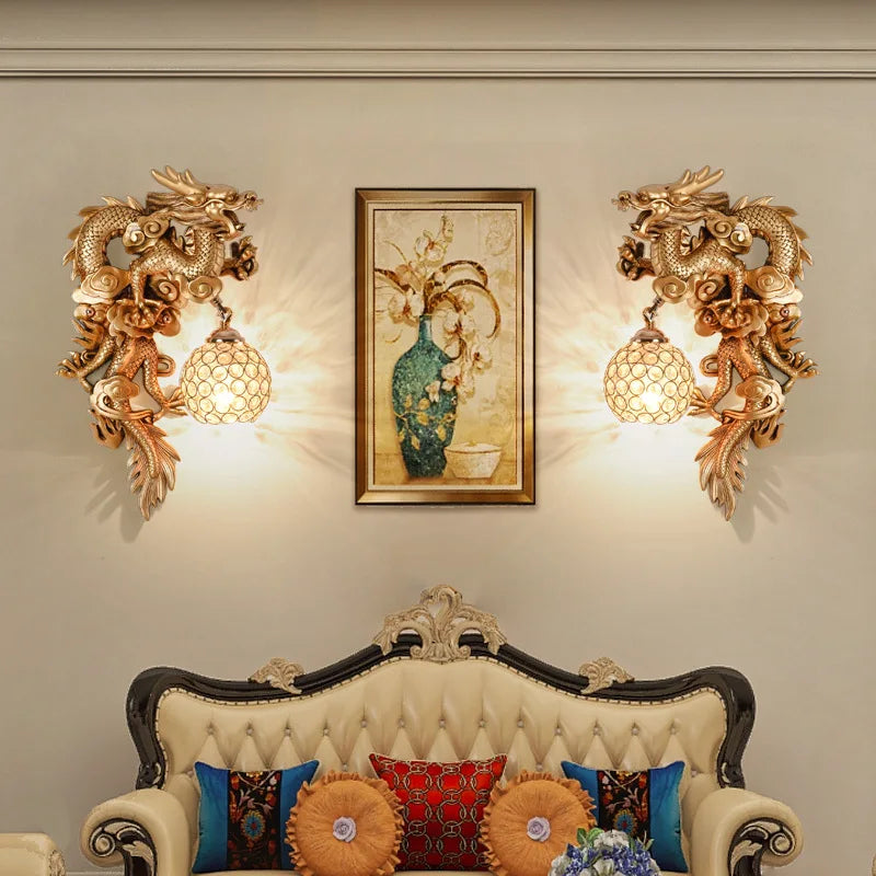 DragonPhoenix - Lyxig Drak- och Fenix-vägglampa Dekorativ Belysning