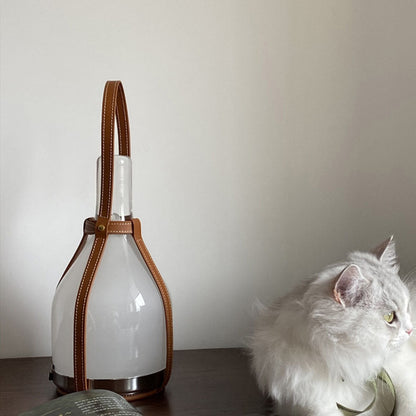 Bell Bärbar Läder Glas Bordslampa