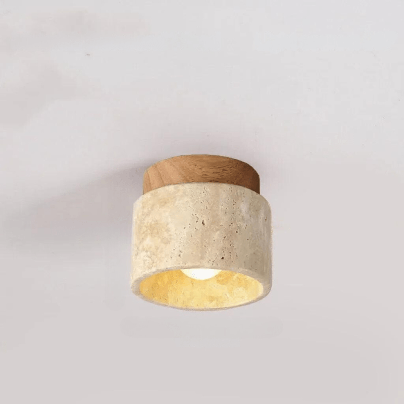 Travertin Hänglampa | Natursten | Minimalistisk Design | E27 Kompatibel