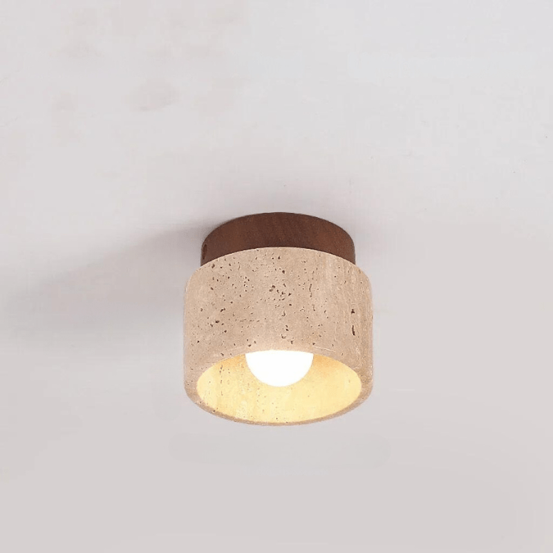 Travertin Hänglampa | Natursten | Minimalistisk Design | E27 Kompatibel