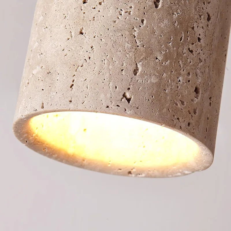 Travertin Hänglampa | Natursten | Minimalistisk Design | E27 Kompatibel