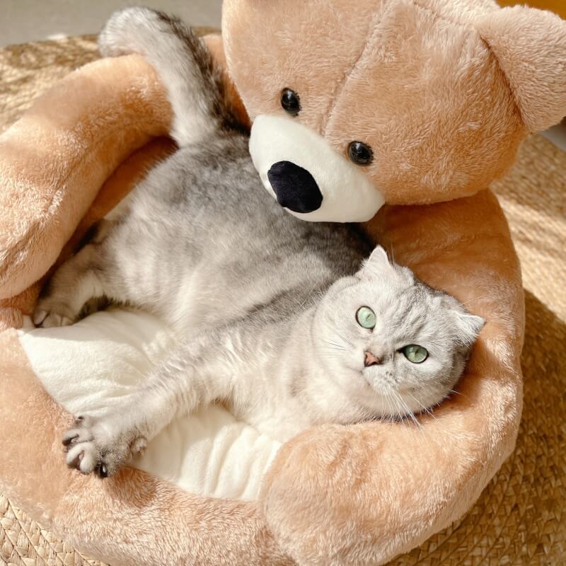Pet Bed Plush Bear Cuddle-Style Nest