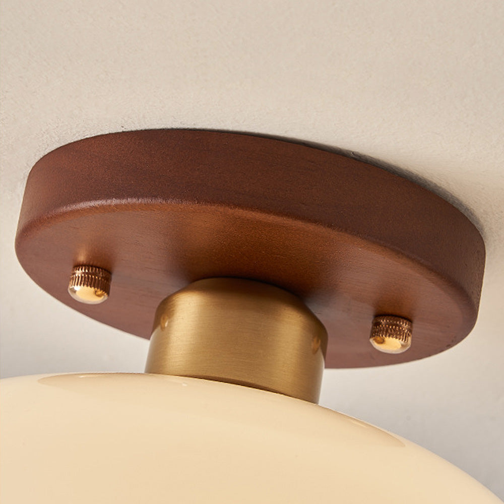 Hallway Ceiling Lamp Featuring Crystal and Natural Wood