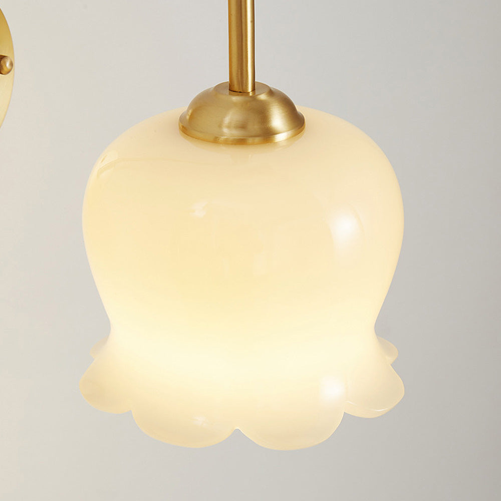 Fransk Blomma Skugga Glas Vägglampa