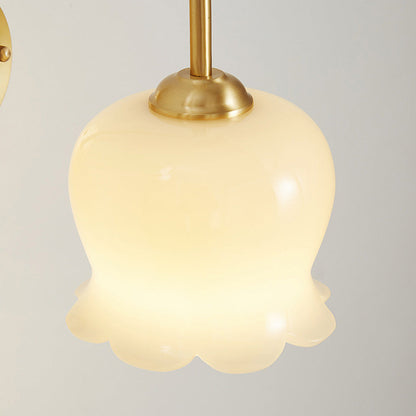 Fransk Blomma Skugga Glas Vägglampa