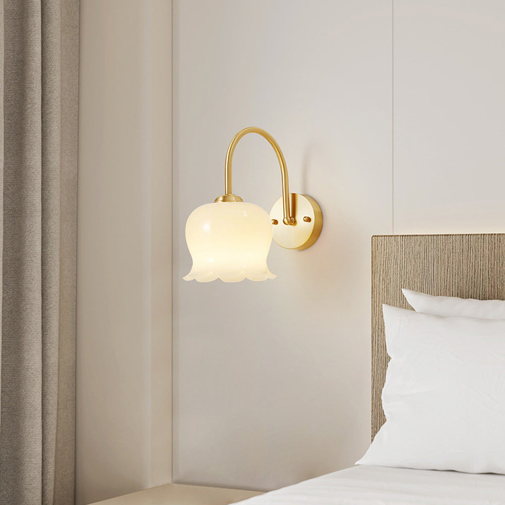 Fransk Blomma Skugga Glas Vägglampa